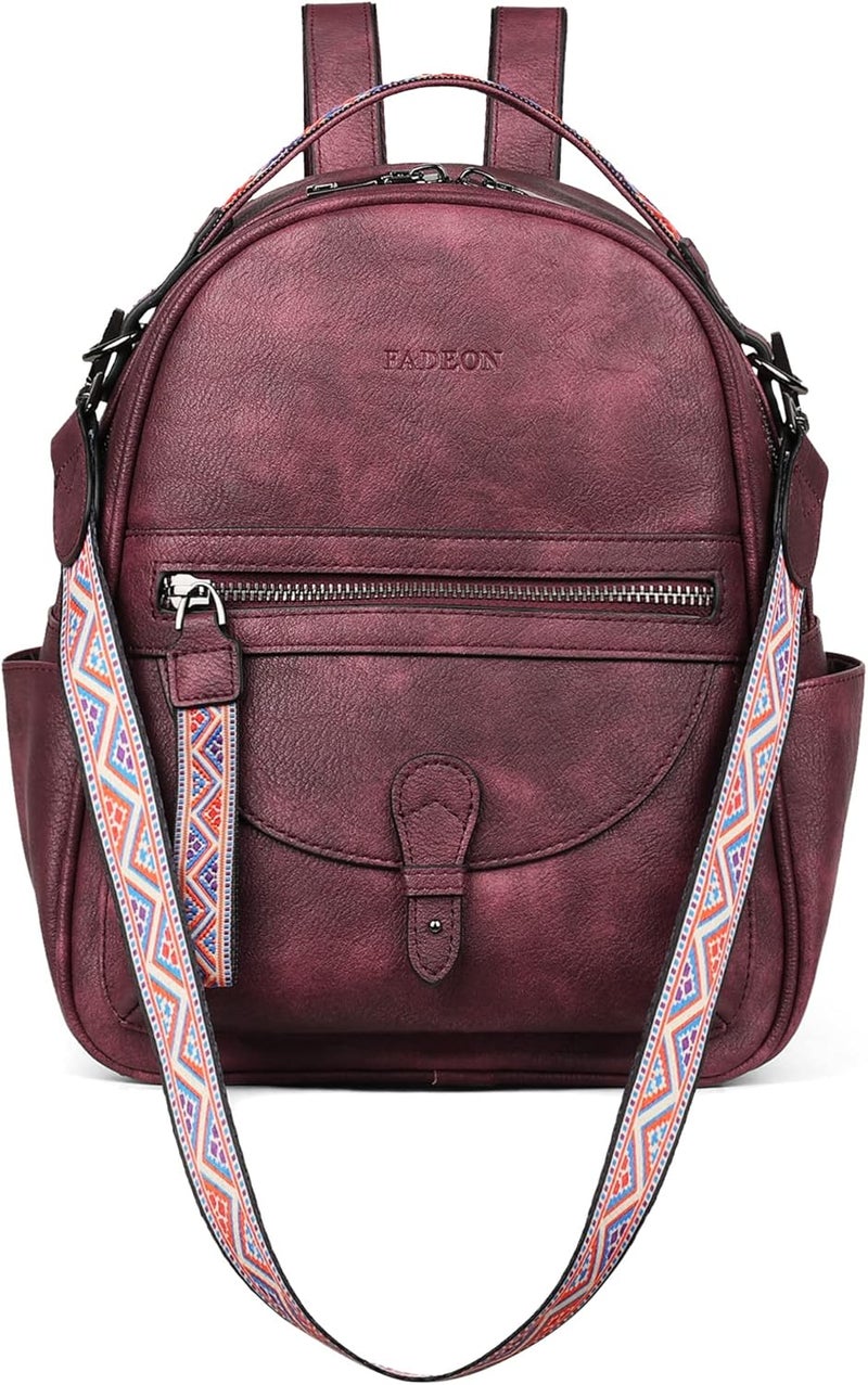 FADEON Mini Backpack Purse for Women, Designer Leather Cute Roomly Backpacks, Daily Ladies Shoulder Backpack Fashion Handbag - Image 1